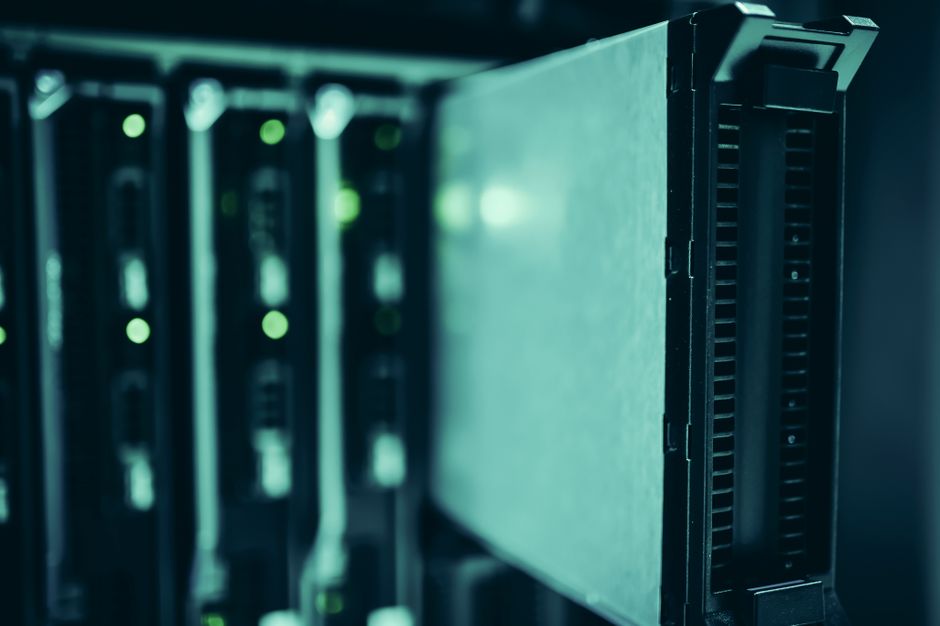 Server racks inside a data center