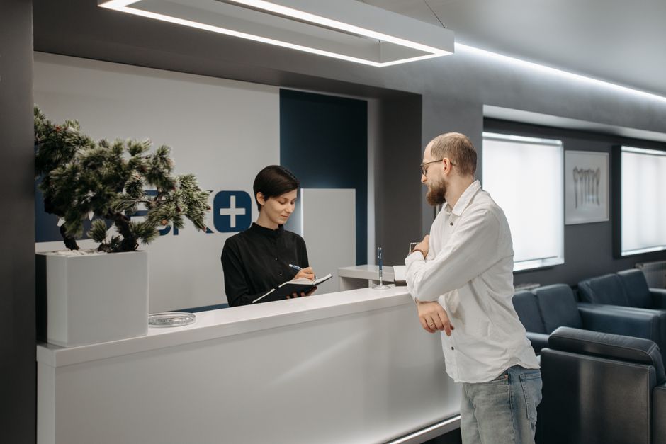 Reception desk inside a healthcare clinic